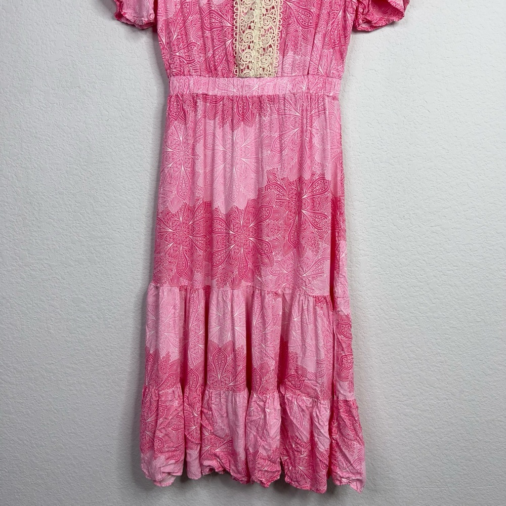 Anthropologie Sunday Mi Amor Dress Women XS Pink Paisley Tiered Boho Romantic - Picture 4 of 7